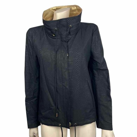 Soca St‎ John Black Zip and Snap Front Fabric Rain Jacket - Picture 1 of 7